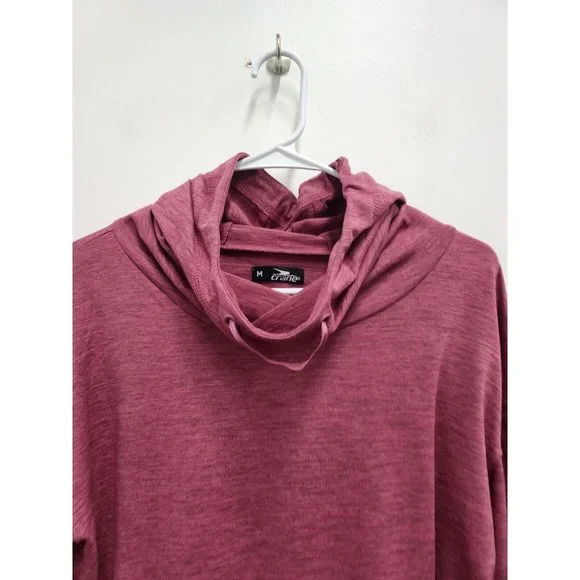 Crane Womens Activewear Hoodie Size Medium Pink Cowl Neck Long Sleeve Pullover - Picture 2 of 8